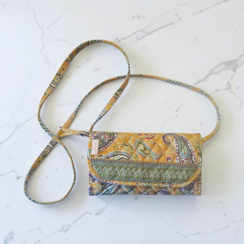 Vintage MAGGI B Paisley French Country Collection Folding Wristlet Wallet Strap